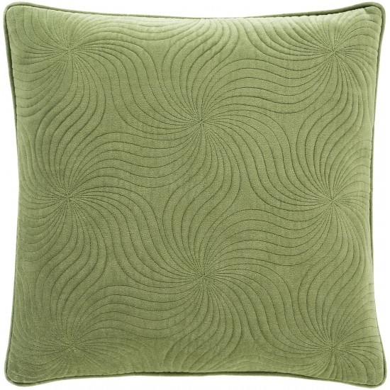 Surya Qcv-007 Medium Green Pillow Shell With Polyester Insert 18"H X 18"W