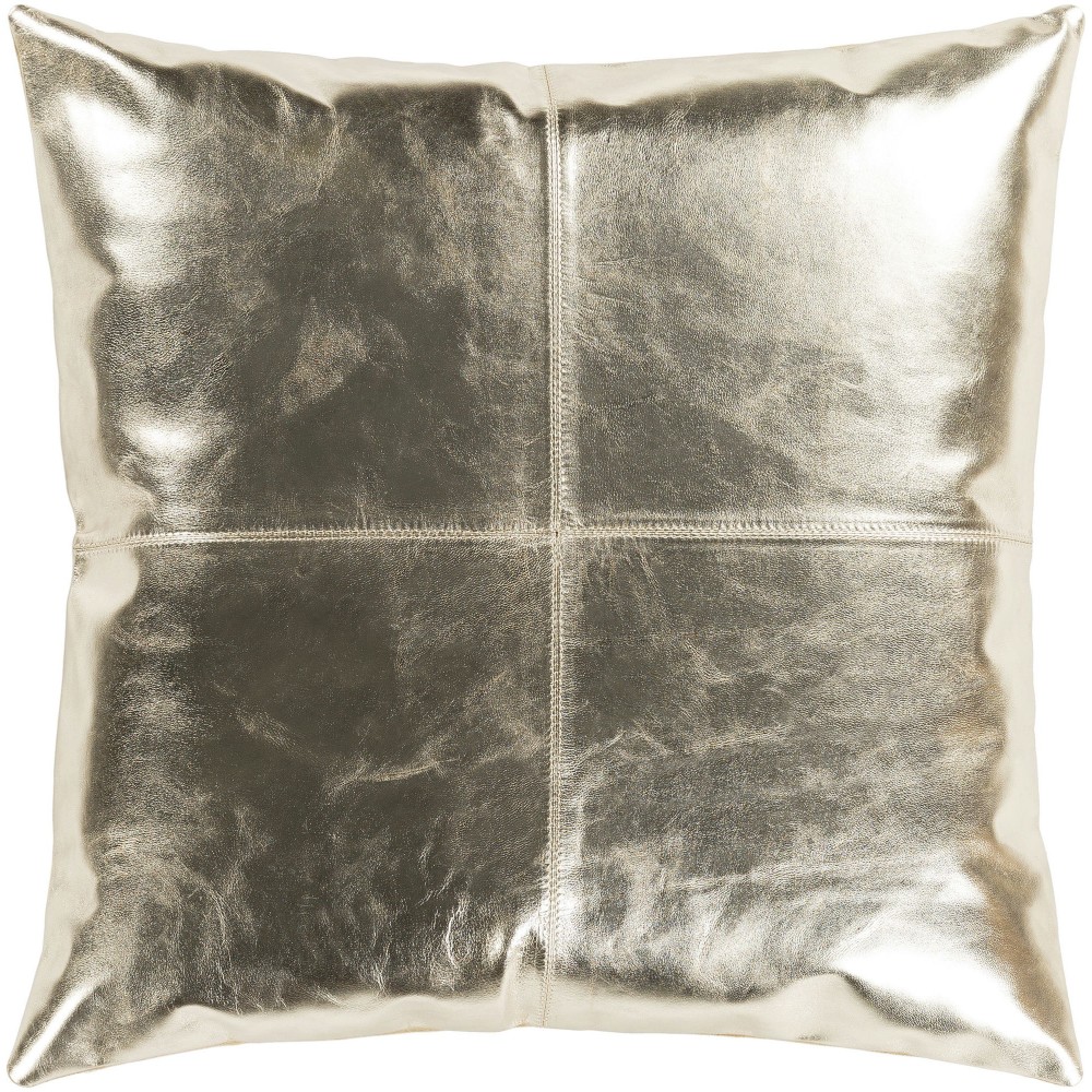 Surya Ritz Metallic Gold Pillow Shell With Polyester Insert 20"H X 20"W