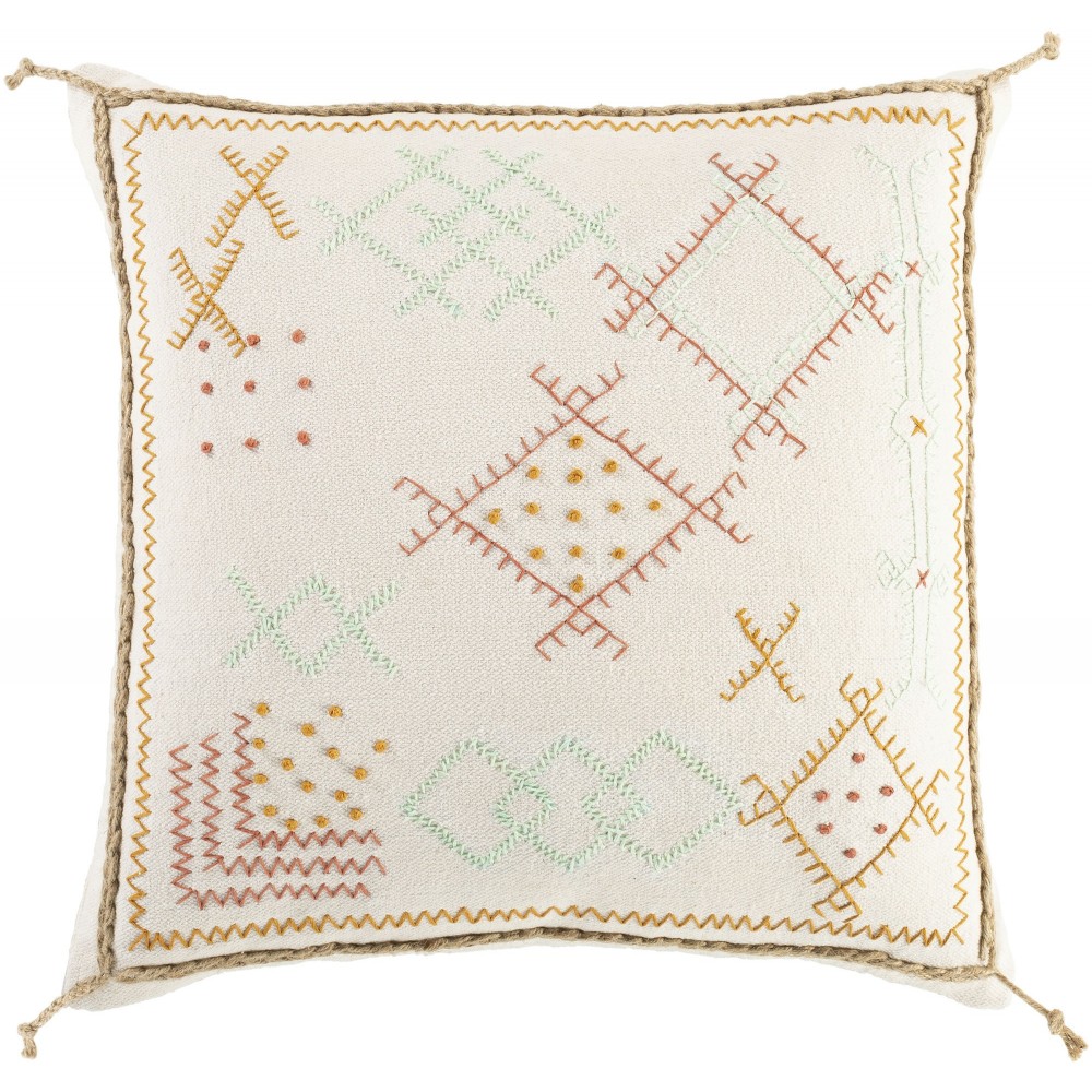 Surya Sambramba White Pillow Shell With Down Insert 20"H X 20"W Surya Sambramba White Pillow Shell With Down Insert 20"H X 20"W