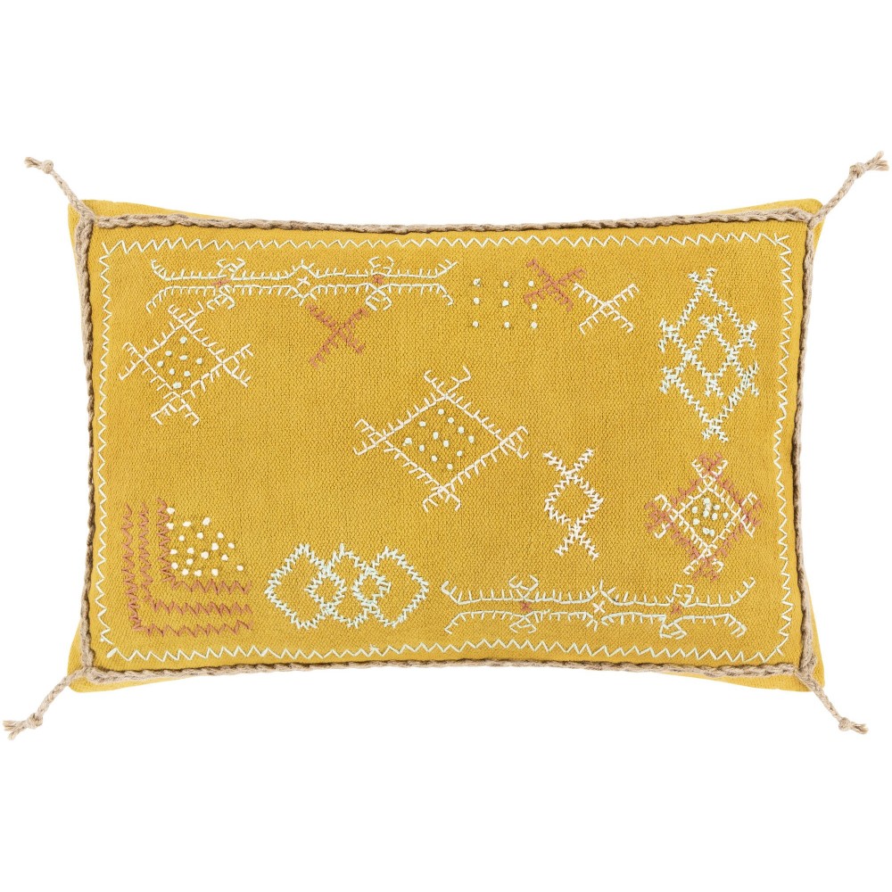 Surya Sambramba Mustard Pillow Shell With Polyester Insert 13"H X 20"W Surya Sambramba Mustard Pillow Shell With Polyester Insert 13"H X 20"W