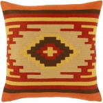 Surya Santa Clara Burnt Orange Pillow Shell With Polyester Insert 20"H X 20"W