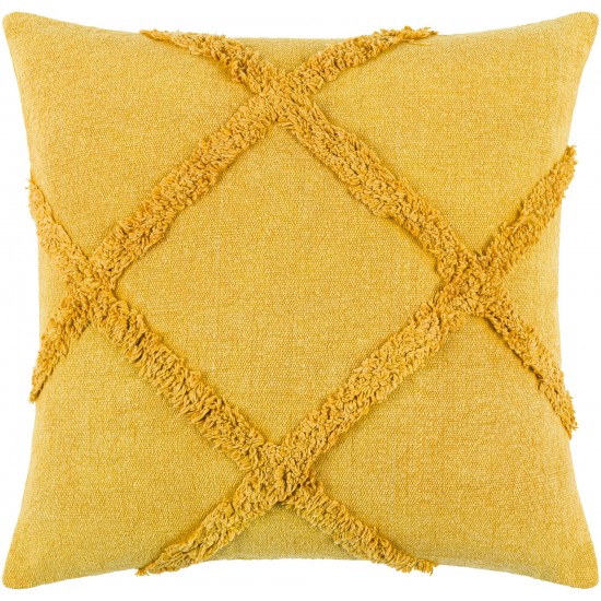 Surya Sarah Mustard Pillow Shell With Down Insert 18"H X 18"W