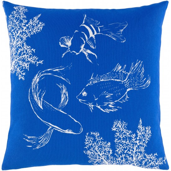 Surya Sea Life Slf-005 Dark Blue Pillow Shell With Down Insert 18"H X 18"W