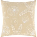 Surya Sea Life Beige Pillow Shell With Down Insert 18"H X 18"W