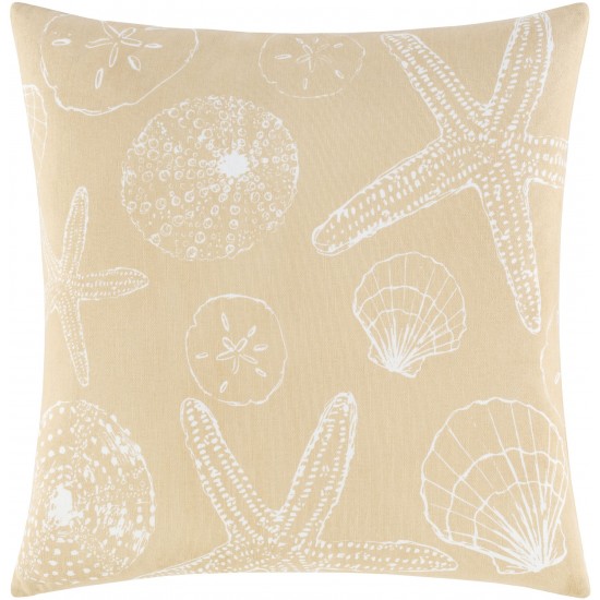 Surya Sea Life Beige Pillow Shell With Polyester Insert 18"H X 18"W