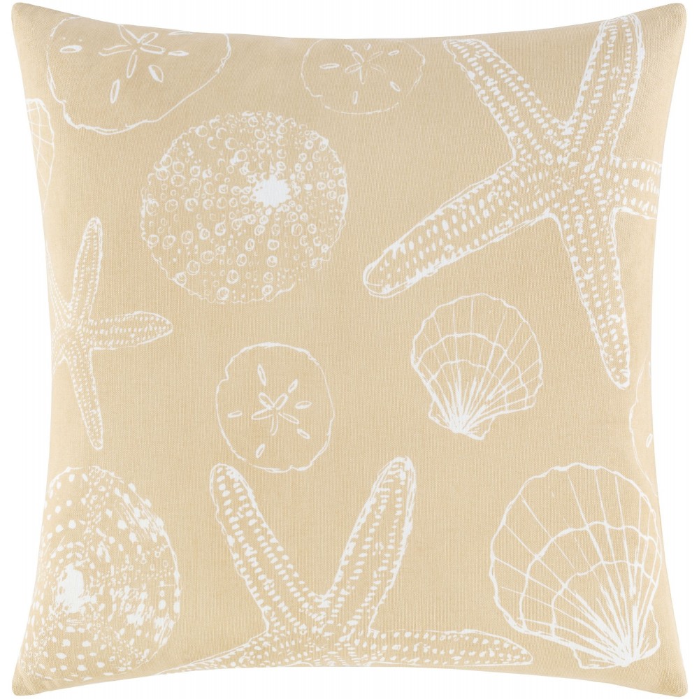 Surya Sea Life Beige Pillow Shell With Polyester Insert 18"H X 18"W Surya Sea Life Beige Pillow Shell With Polyester Insert 18"H X 18"W