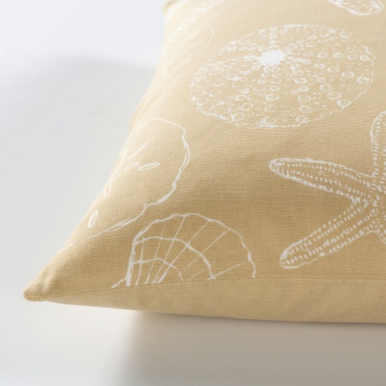 Surya Sea Life Beige Pillow Shell With Polyester Insert 18"H X 18"W