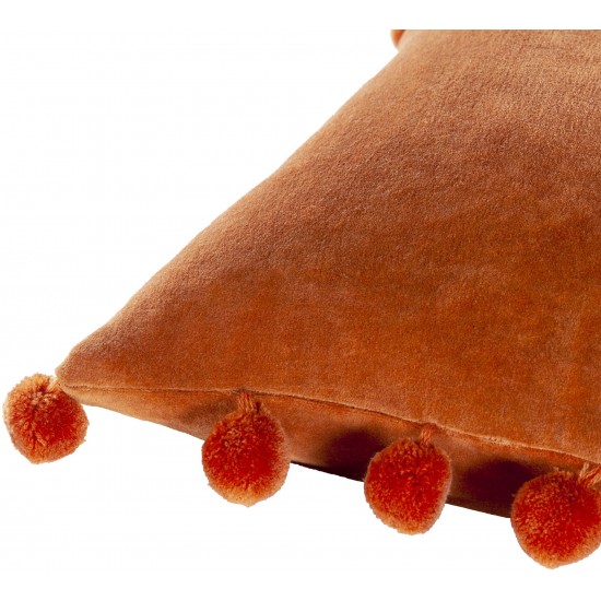 Surya Serengeti Brick Red Pillow Shell With Down Insert 18"H X 18"W