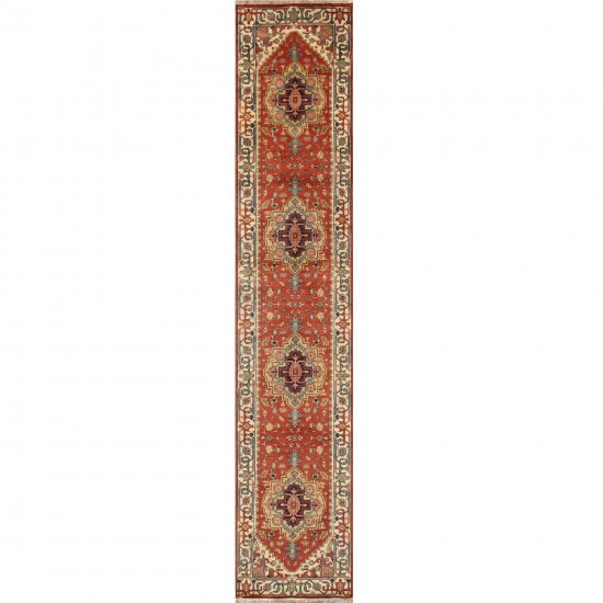 Pasargad Home Serapi Collection Hand-Knotted Rust Wool Area Rug - 2'7" X 7'11"