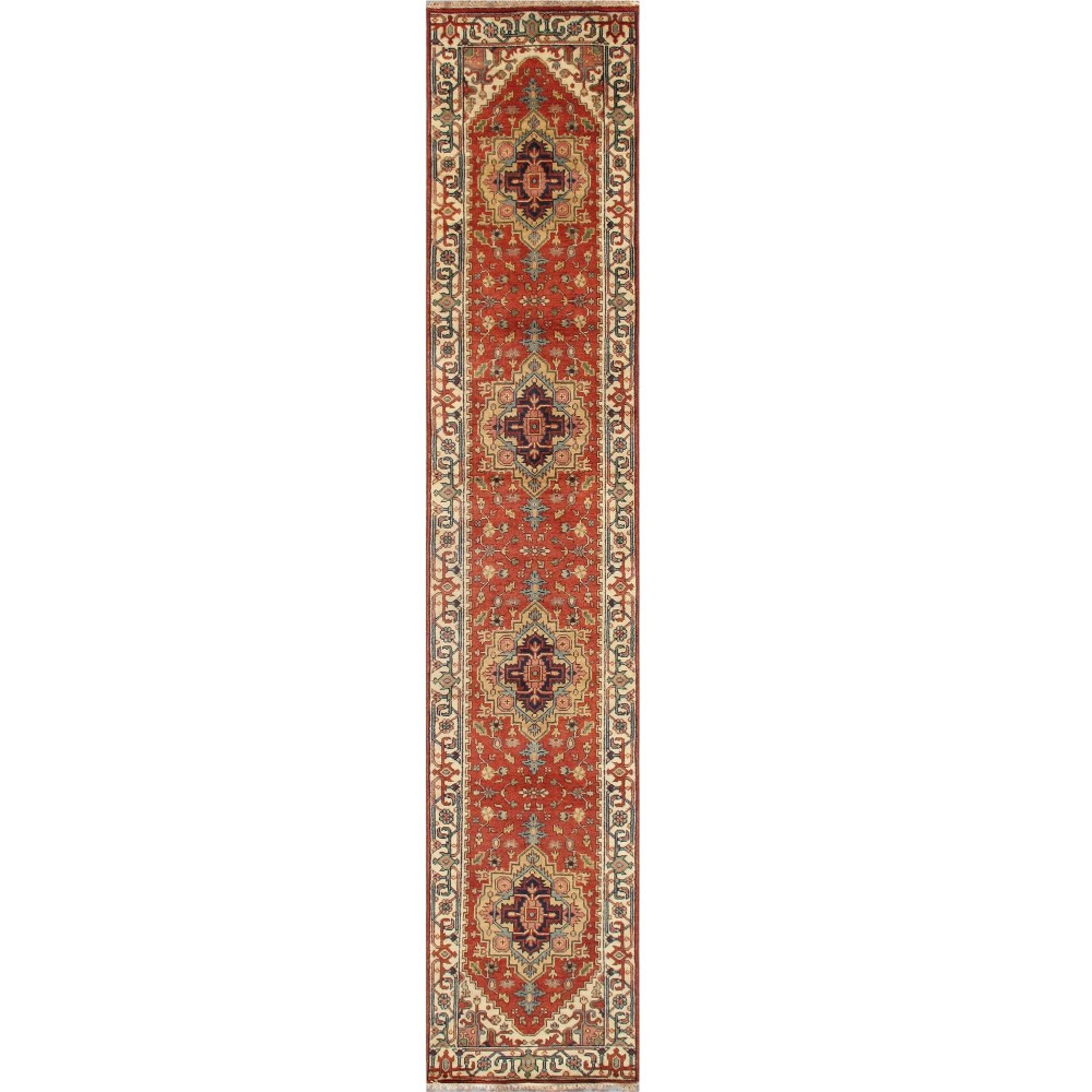 Pasargad Home Serapi Collection Hand-Knotted Rust Wool Area Rug - 2'7" X 7'11"