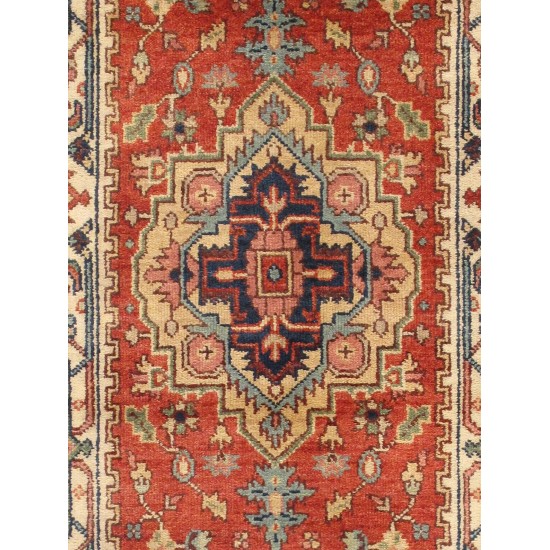 Pasargad Home Serapi Collection Hand-Knotted Rust Wool Area Rug - 2'7" X 7'11"