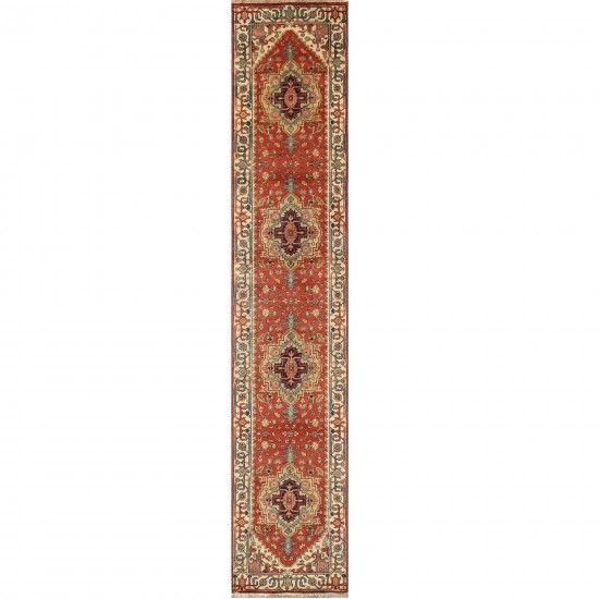 Pasargad Home Serapi Collection Hand-Knotted Rust Wool Area Rug - 2'8" X 10'0"