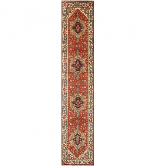 Pasargad Home Serapi Collection Hand-Knotted Rust Wool Area Rug - 2'8" X 19'8"