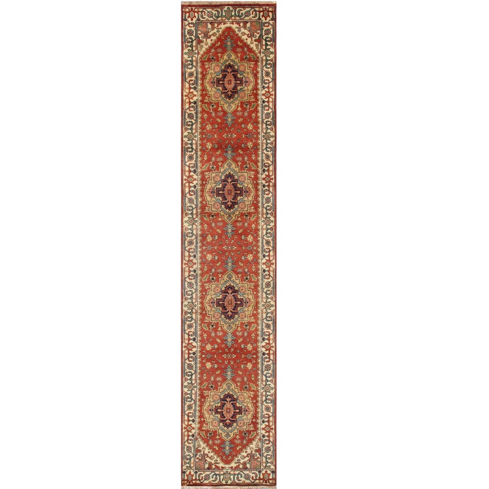 Pasargad Home Serapi Collection Hand-Knotted Rust Wool Area Rug - 2'8" X 19'8"