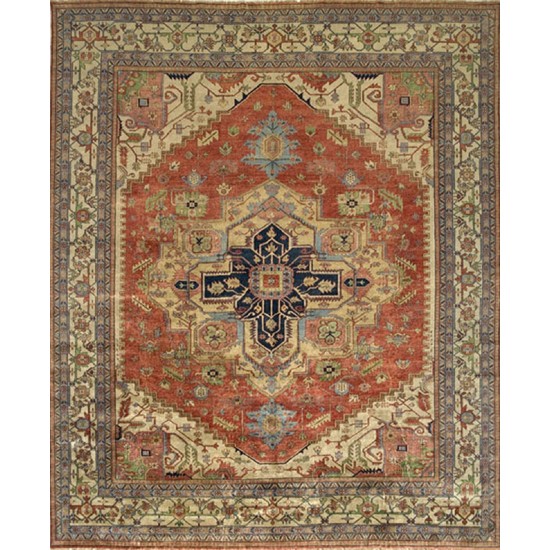 Pasargad Home Serapi Collection Hand-Knotted Rust Wool Area Rug - 6'1" X 8'11"