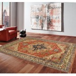 Pasargad Home Serapi Collection Hand-Knotted Rust Wool Area Rug - 7'11" X 9'11"