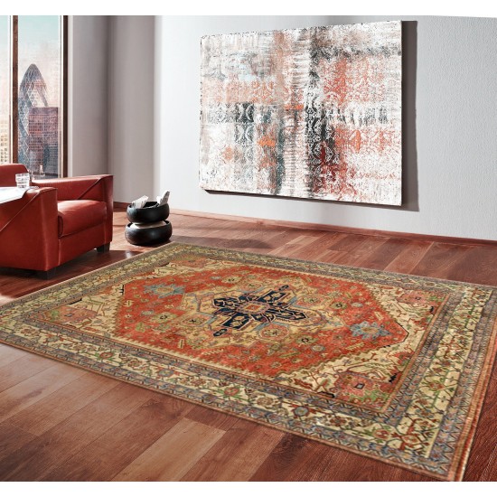 Pasargad Home Serapi Collection Hand-Knotted Rust Wool Area Rug - 7'11" X 9'11"