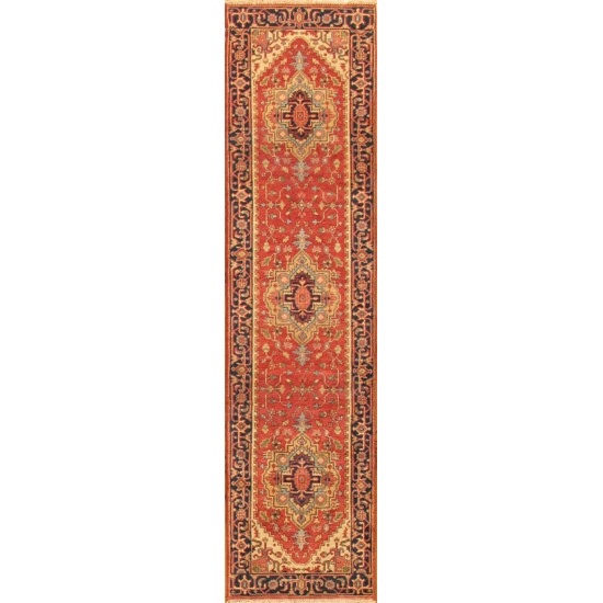 Pasargad Home Serapi Collection Hand-Knotted Rust Wool Area Rug - 2'8" X 11'10"