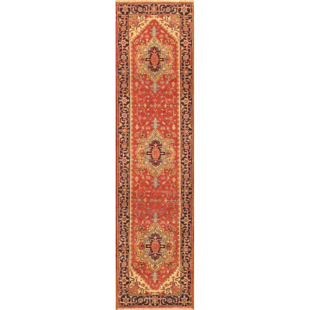 Pasargad Home Serapi Collection Hand-Knotted Rust Wool Area Rug - 2'8" X 11'10"