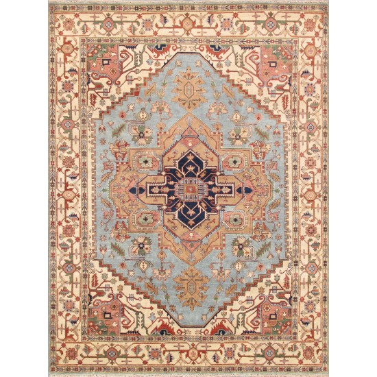 Pasargad Home Serapi Collection L. Blue Wool Area Rug - 8'1" X 9'11"