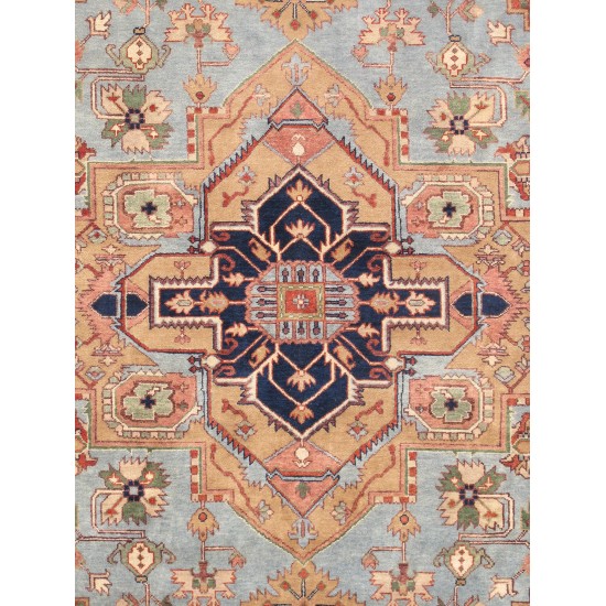 Pasargad Home Serapi Collection L. Blue Wool Area Rug - 8'1" X 9'11"