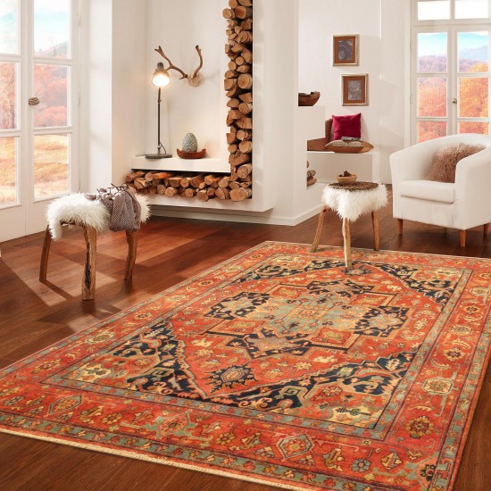 Pasargad Home Serapi Collection Hand-Knotted Rust Wool Area Rug - 8'2" X 10'0"