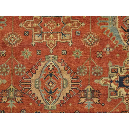 Pasargad Home Mahal Collection Hand-Knotted Rust Wool Area Rug - 9'0" X 12'1"