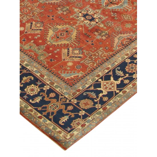 Pasargad Home Mahal Collection Hand-Knotted Rust Wool Area Rug - 9'0" X 12'1"