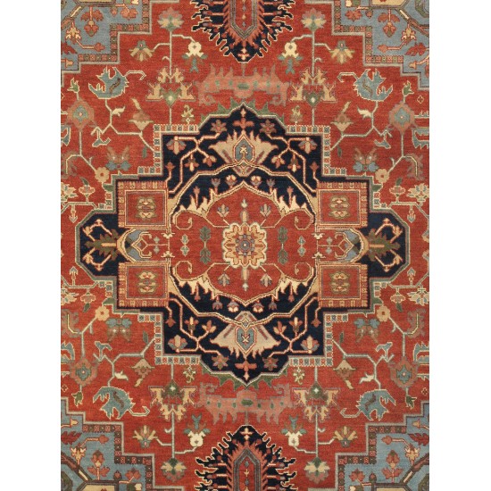 Pasargad Home Serapi Collection Hand-Knotted Rust Wool Area Rug - 9'2" X 11'11"