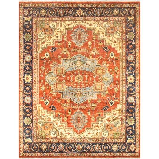 Pasargad Home Serapi Collection Hand-Knotted Rust Wool Area Rug - 8'0" X 10'2"