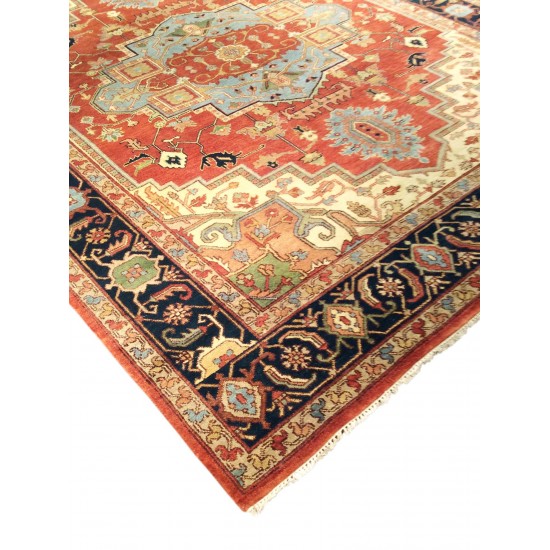 Pasargad Home Serapi Collection Hand-Knotted Rust Wool Area Rug - 10'1" X 13'11"