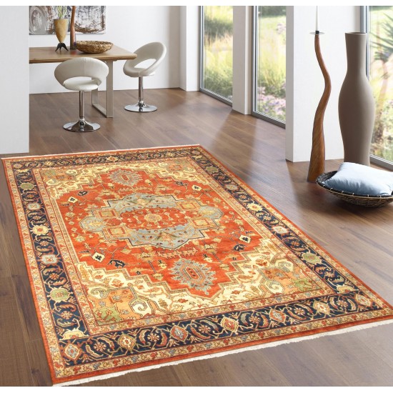 Pasargad Home Serapi Collection Hand-Knotted Rust Wool Area Rug - 10'1" X 13'11"