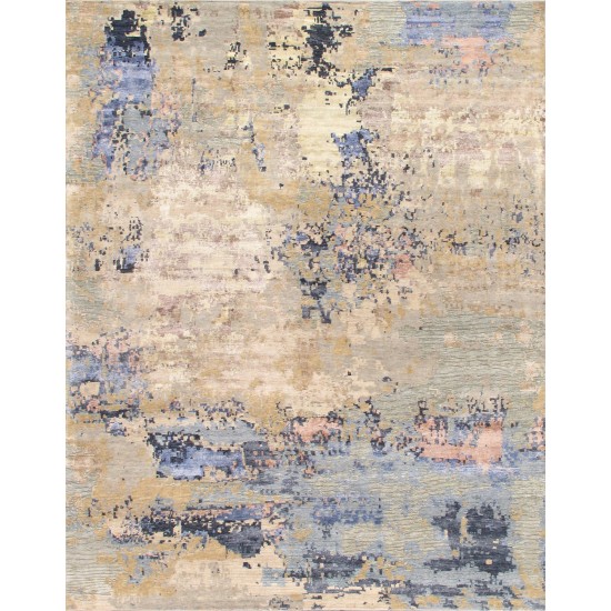 Pasargad Home Modern Collection Beige Silk & Wool Area Rug - 10'1" X 13'11"