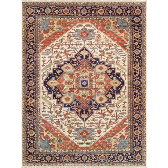 Pasargad Home Serapi Collection Hand-Knotted Ivory Wool Area Rug - 6'0" X 8'11"