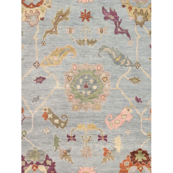 Pasargad Home Oushak Collection Hand-Knotted Blue Wool Area Rug - 8'10" X 11'11"