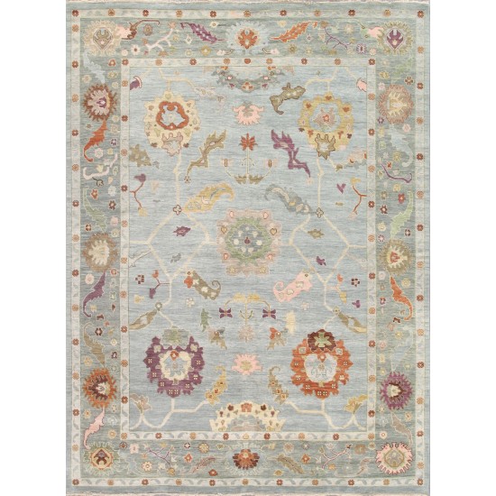 Pasargad Home Oushak Collection Hand-Knotted Blue Wool Area Rug - 9'9" X 13'8"