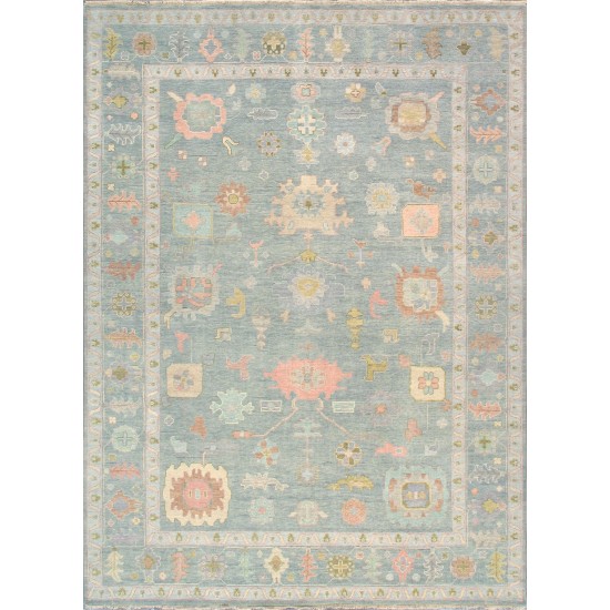 Pasargad Home Oushak Collection L. Blue Wool Area Rug - 6'2" X 8'11"