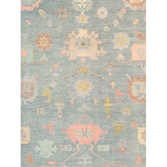 Pasargad Home Oushak Collection L. Blue Wool Area Rug - 6'2" X 8'11"