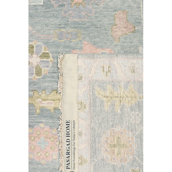 Pasargad Home Oushak Collection L. Blue Wool Area Rug - 6'2" X 8'11"