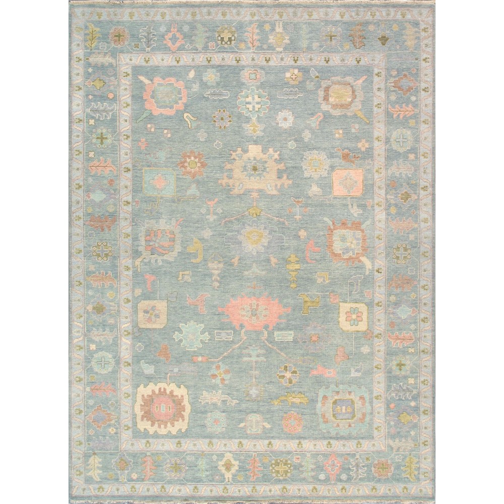 Pasargad Home Oushak Collection L. Blue Wool Area Rug - 7'11" X 10'2"