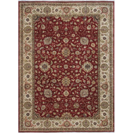 Pasargad Home Agra Collection Red Lamb's Wool Area Rug - 9'8" X 13'3"