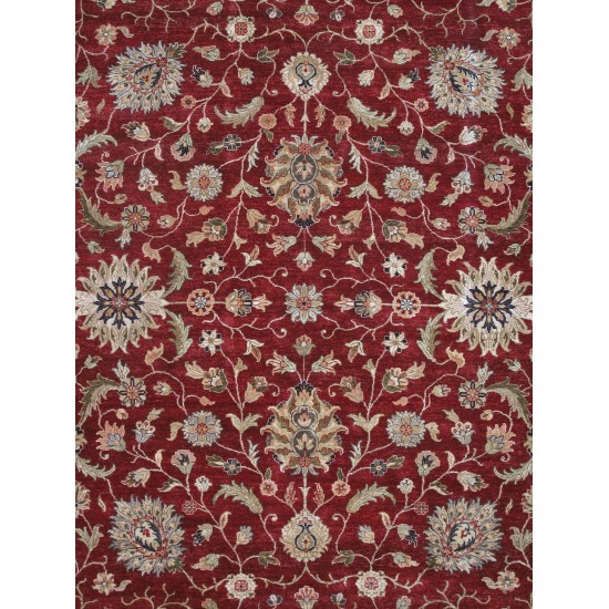 Pasargad Home Agra Collection Red Lamb's Wool Area Rug - 9'8" X 13'3"