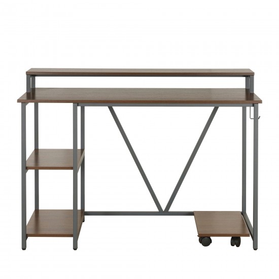 Techni Mobili Industrial Writing Desk, Walnut