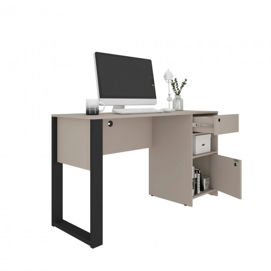 Techni Mobili Modern Style Industrial Writing Desk with Storage, Grey