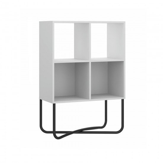 Techni Mobili Modern Geometric Bookcase, White