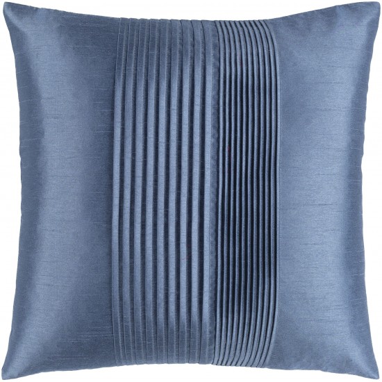 Surya Solid Pleated Denim Pillow Shell With Down Insert 18"H X 18"W