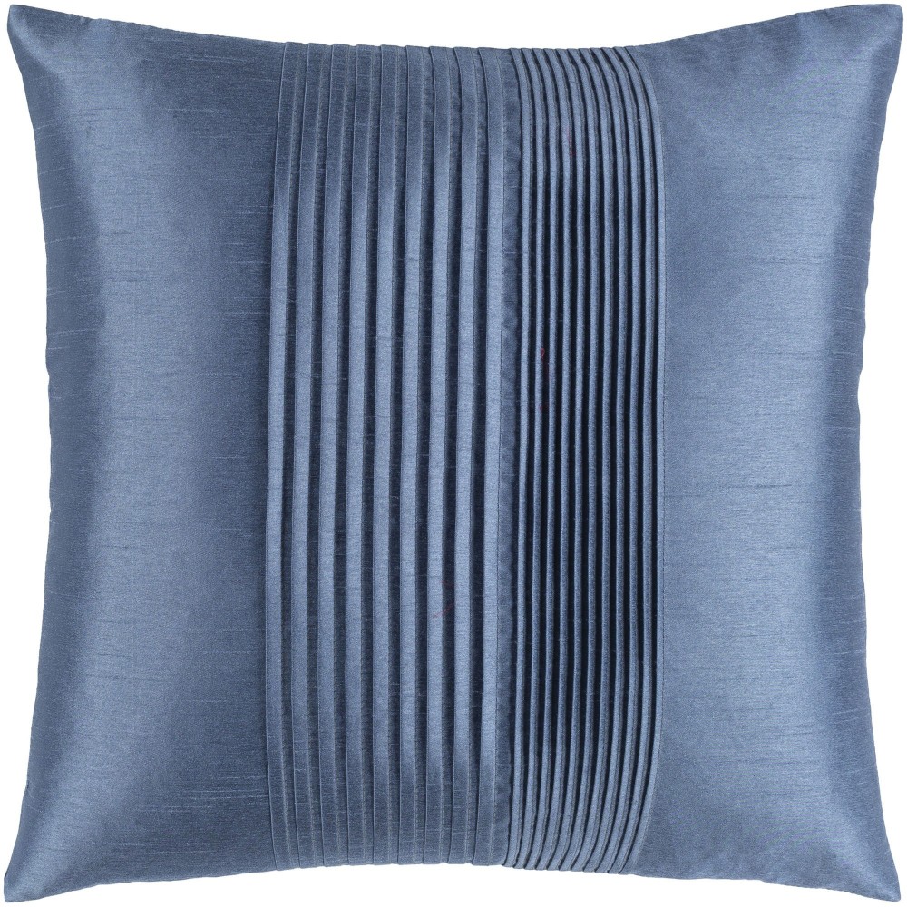 Surya Solid Pleated Denim Pillow Shell With Polyester Insert 18"H X 18"W