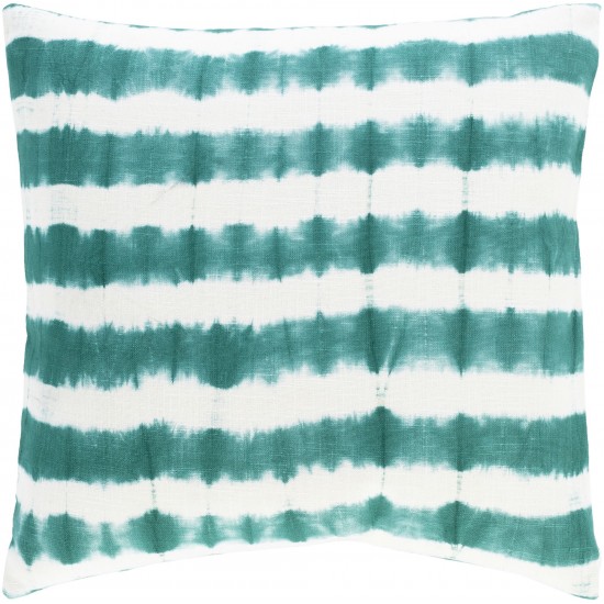 Surya Suji Teal Pillow Shell With Down Insert 18"H X 18"W