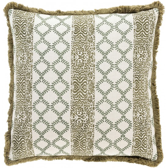 Surya Tanzania Tzn-001 Olive Pillow Shell With Polyester Insert 18"H X 18"W