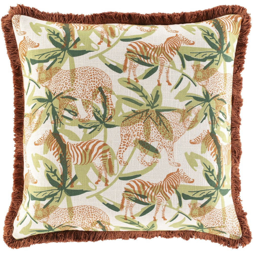Surya Tanzania Tzn-005 Burnt Orange Pillow Shell With Down Insert 20"H X 20"W Surya Tanzania Tzn-005 Burnt Orange Pillow Shell With Down Insert 20"H X 20"W